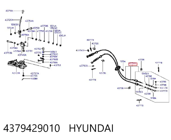 Трос перемикання передач 4379429010 Hyundai/Kia