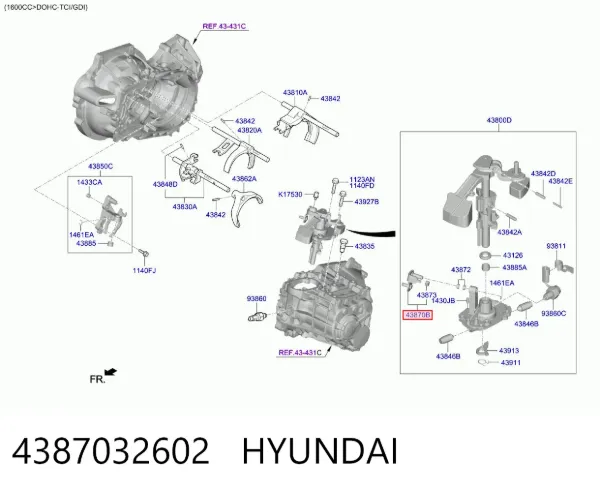 Куліса перемикання передач 4387032602 Hyundai/Kia