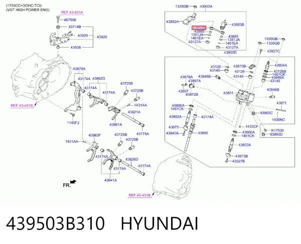 Тяга куліси АКПП/КПП 439503B310 Hyundai/Kia