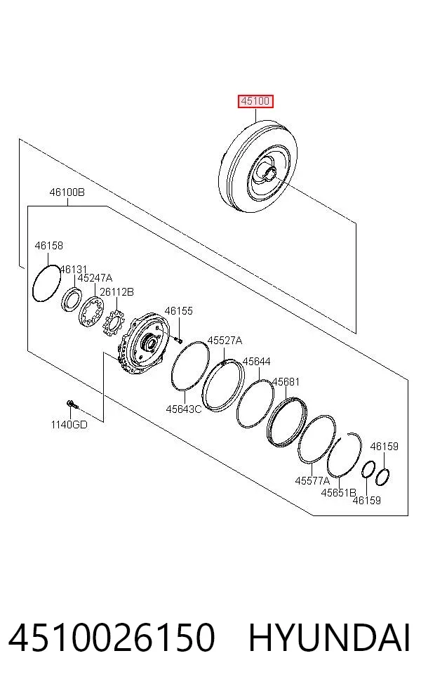 Гідротрансформатор АКПП 4510026150 Hyundai/Kia