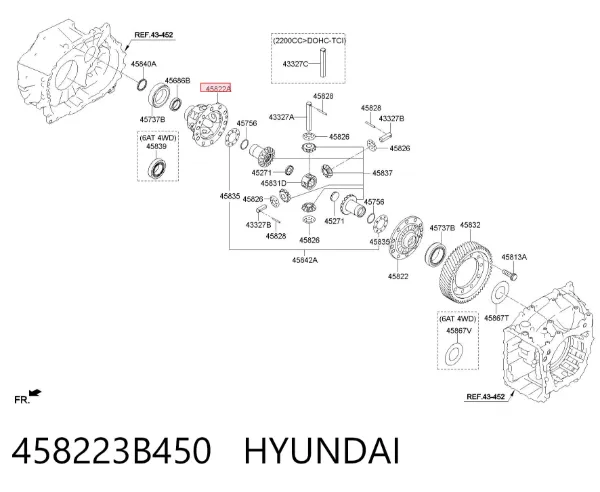 Корпус диференціалу переднього моста, сателітів 458223B450 Hyundai/Kia