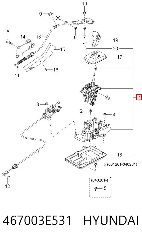 Куліса перемикання передач 467003E531 Hyundai/Kia