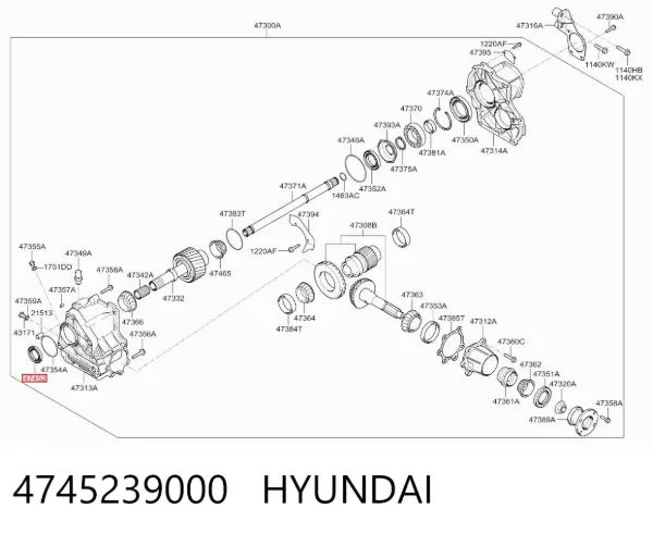 Сальник піввісі переднього моста, правою 4745239000 Hyundai/Kia