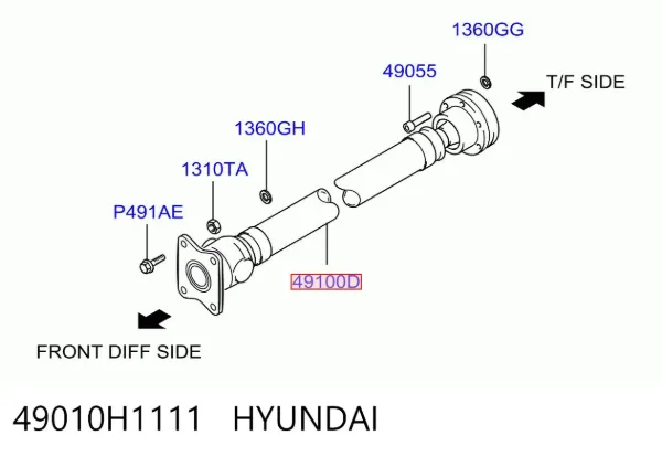 Кардан передній Hyundai Terracan HP