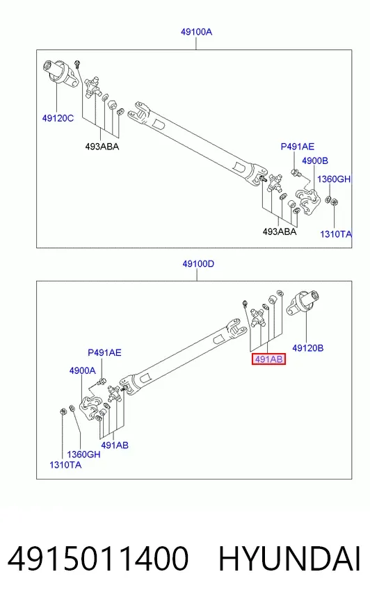 Хрестовина карданного валу, переднього 4915011400 Hyundai/Kia