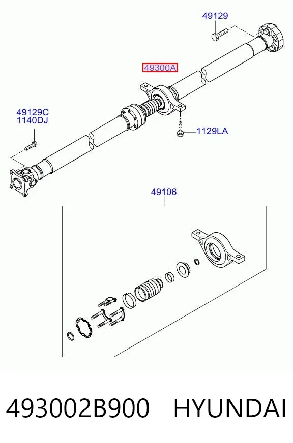 Кардан задній 493002B900 Hyundai/Kia