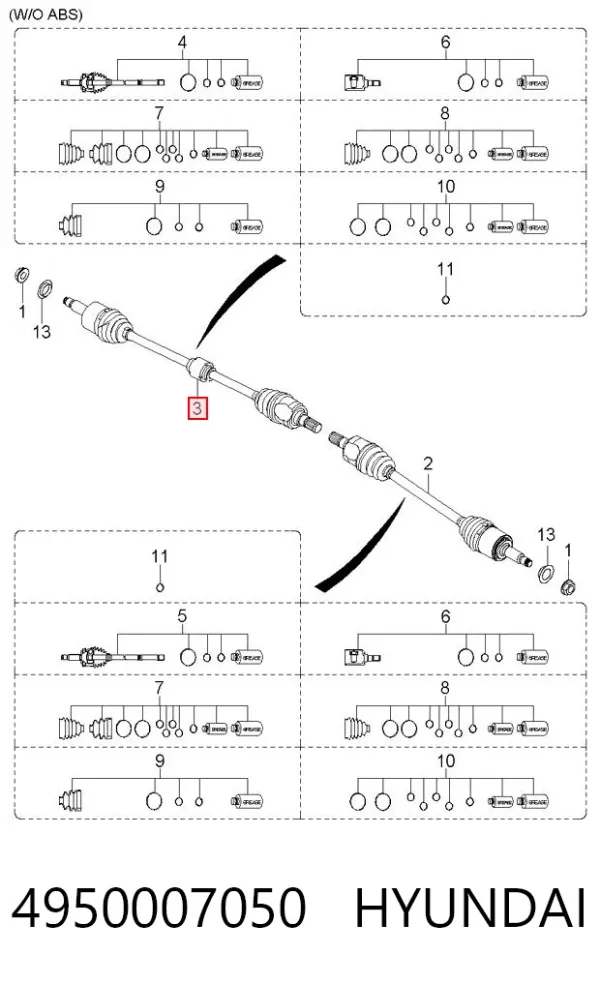 Піввісь права 4950007050 Hyundai/Kia