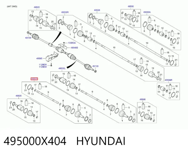 Ліва піввісь 495000X404 Hyundai/Kia