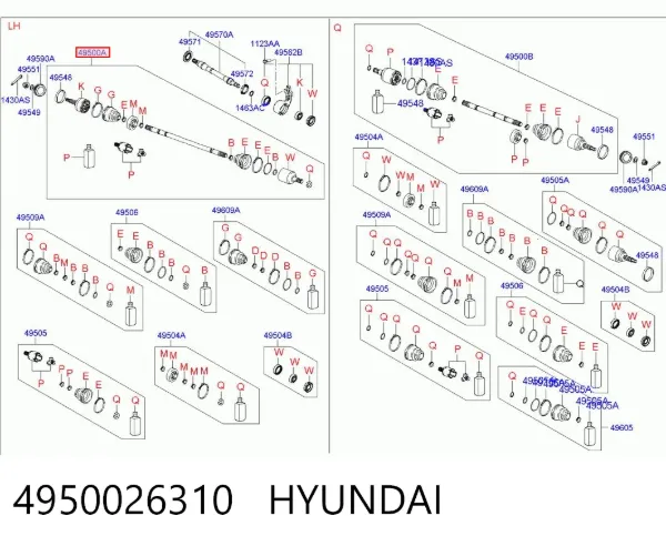 Ліва піввісь 4950026310 Hyundai/Kia