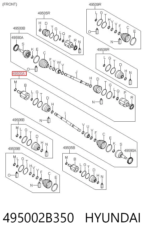 Ліва піввісь 495002B350 Hyundai/Kia