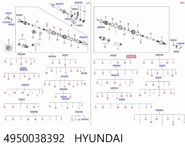 Піввісь права 4950038392 Hyundai/Kia