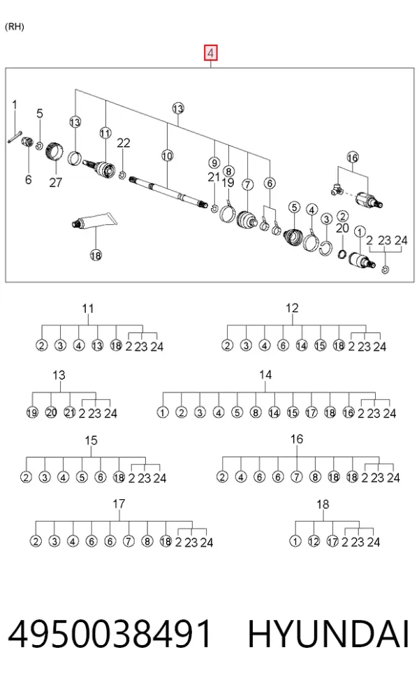 Піввісь права 4950038491 Hyundai/Kia