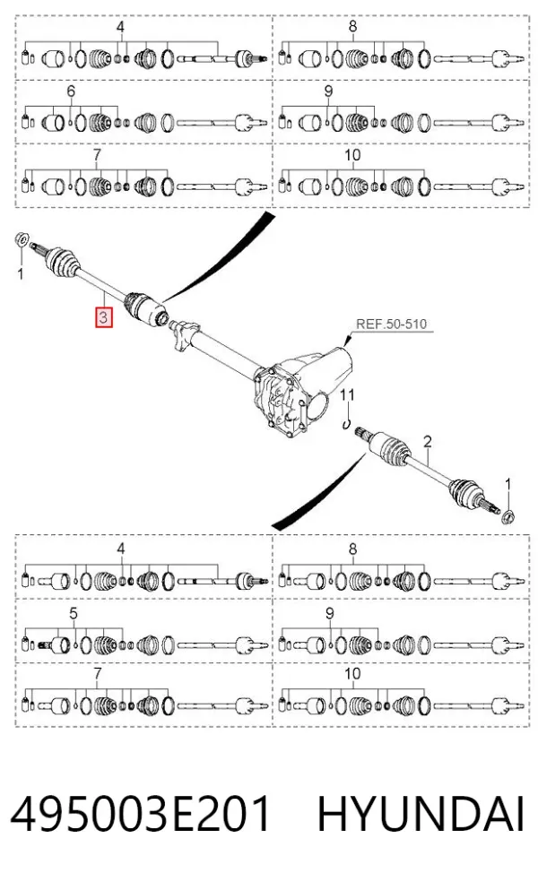 Піввісь права 495003E201 Hyundai/Kia