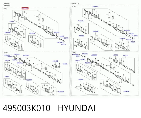 Ліва піввісь Hyundai Sonata V