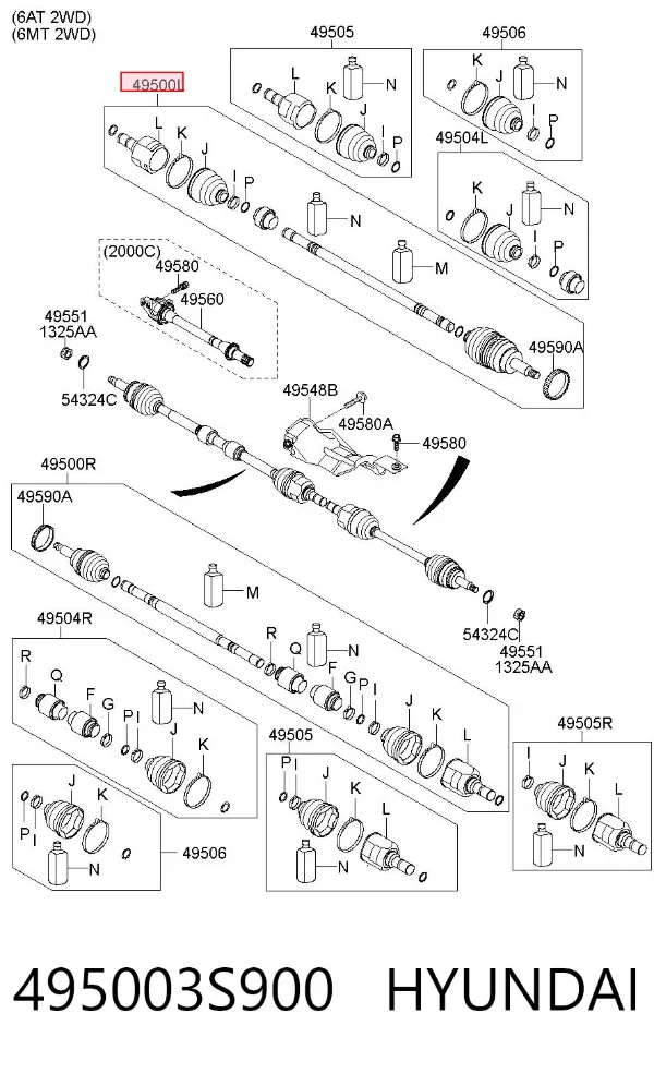 Ліва піввісь 495003S900 Hyundai/Kia