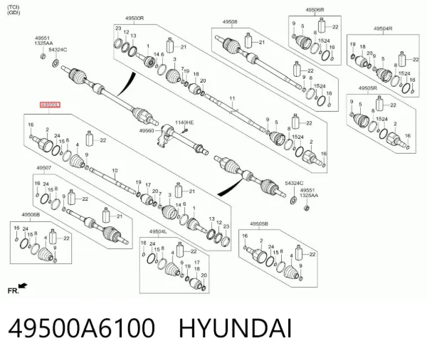 Ліва піввісь 49500A6100 Hyundai/Kia
