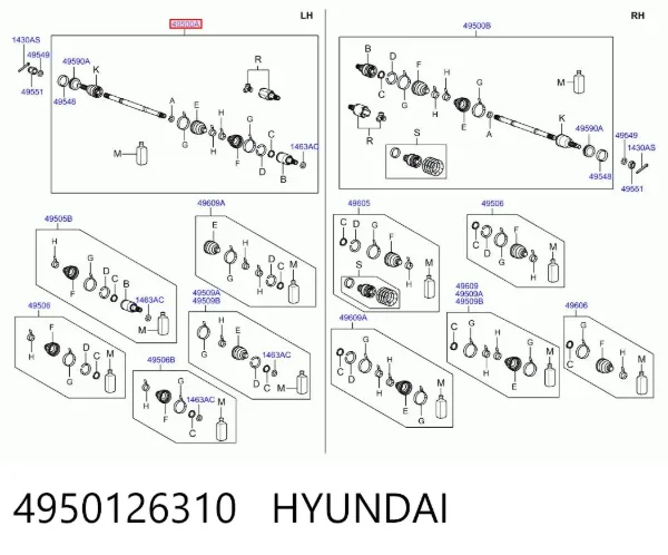 Ліва піввісь 4950126310 Hyundai/Kia