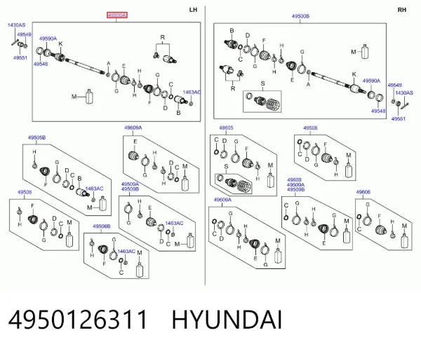 Ліва піввісь 4950126311 Hyundai/Kia