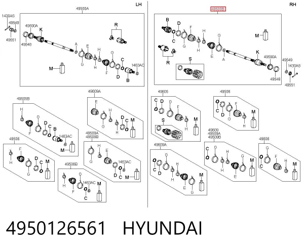 Піввісь права 4950126561 Hyundai/Kia