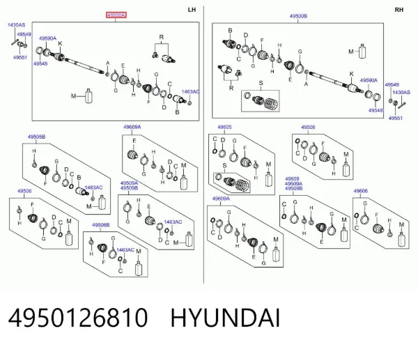 Ліва піввісь 4950126810 Hyundai/Kia