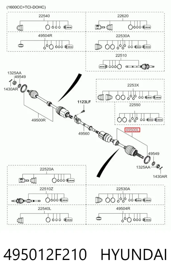 Ліва піввісь 495012F210 Hyundai/Kia