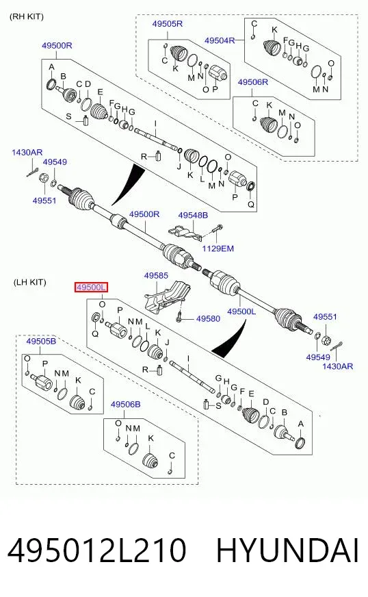 Піввісь права 495012L210 Hyundai/Kia