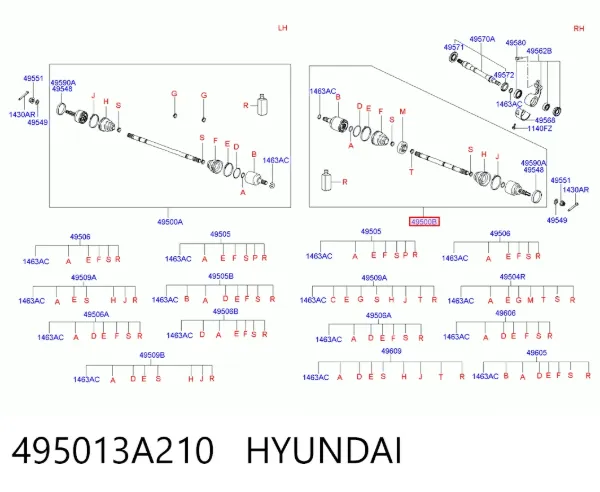 Піввісь (привід) передня Hyundai Trajet FO