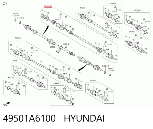 Піввісь права 49501A6100 Hyundai/Kia