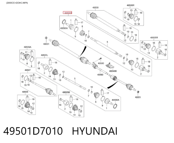 ШРУС внутрішній правий 49501D7010 Hyundai/Kia