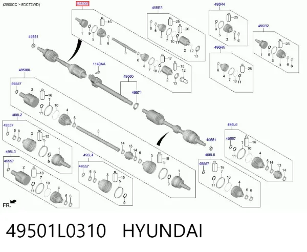 Піввісь права 49501L0310 Hyundai/Kia