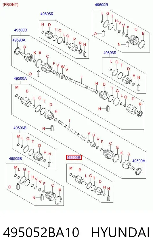ШРКШ внутрішній, передній, лівий 495052BA10 Hyundai/Kia