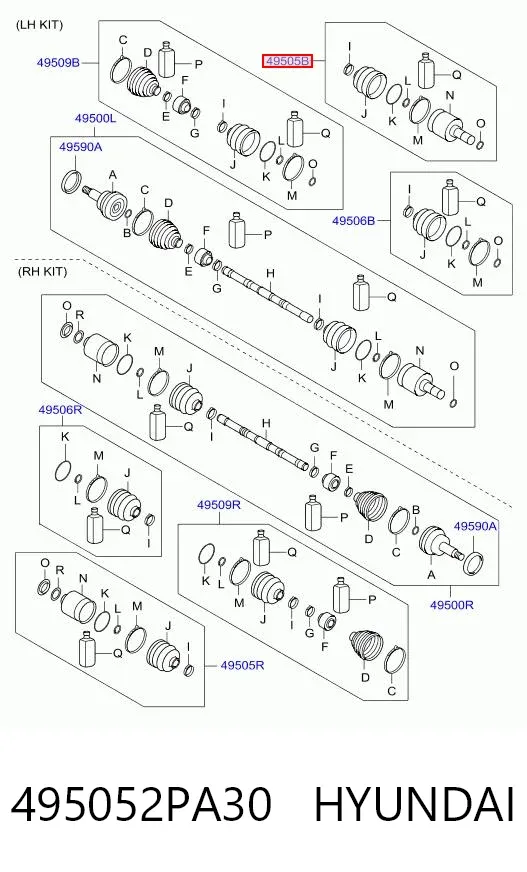 ШРКШ внутрішній, передній, лівий 495052PA30 Hyundai/Kia