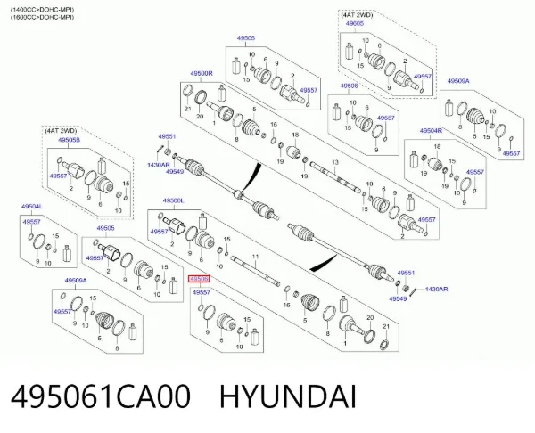 Пильник ШРУСа внутрішній 495061CA00 Hyundai/Kia