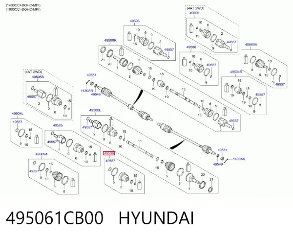 Пильник ШРУСа внутрішній 495061CB00 Hyundai/Kia