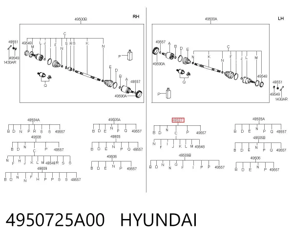ШРУС зовнішній передній 4950725A00 Hyundai/Kia