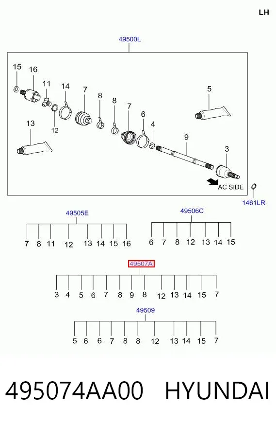 ШРУС зовнішній передній 495074AA00 Hyundai/Kia