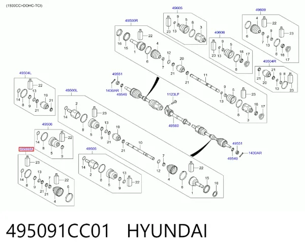 Пильник ШРУСа зовнішній 495091CC01 Hyundai/Kia