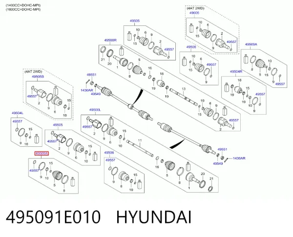 Пильник ШРУСа зовнішній 495091E010 Hyundai/Kia