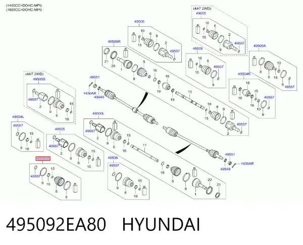 Пильник ШРУСа зовнішній 495092EA80 Hyundai/Kia