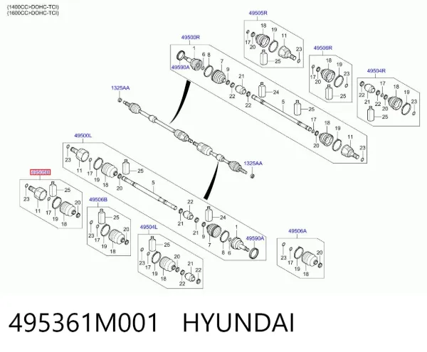ШРКШ внутрішній, передній, лівий 495361M001 Hyundai/Kia