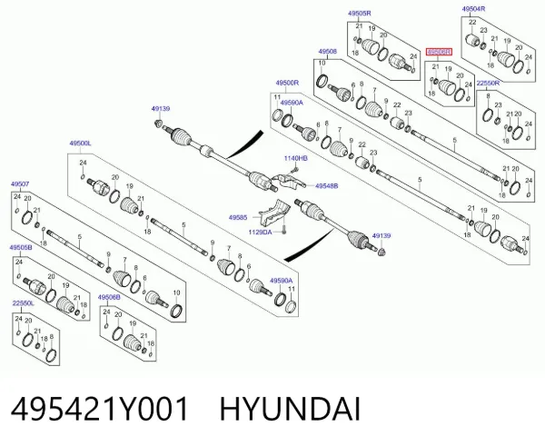 Пильник ШРКШа внутрішній лівий 495421Y001 Hyundai/Kia