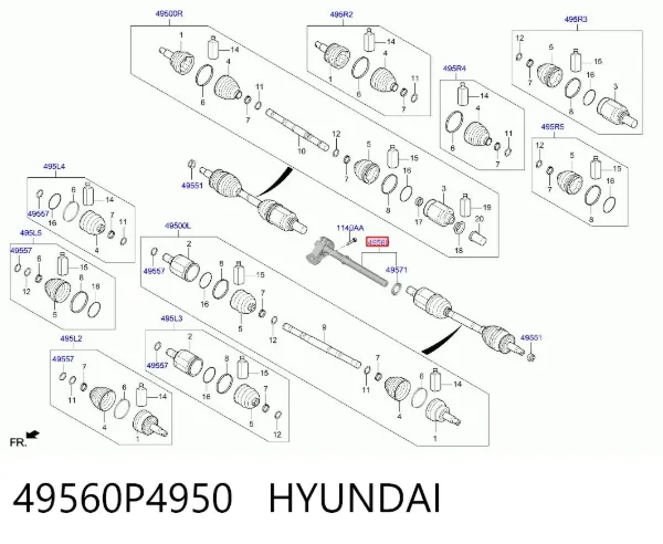 Вал приводу проміжний 49560P4950 Hyundai/Kia
