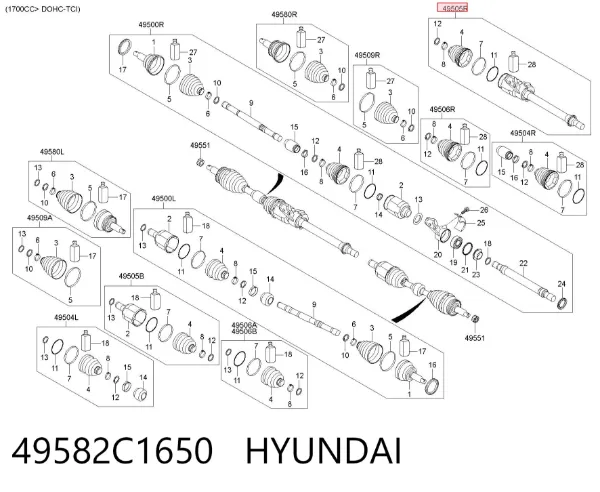 ШРУС внутрішній правий 49582C1650 Hyundai/Kia