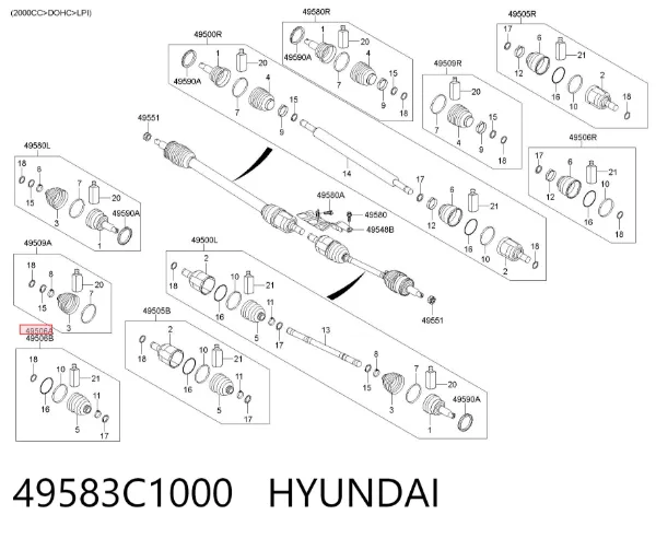 Пильник ШРУСа внутрішній Hyundai Sonata VII
