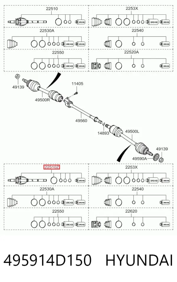 Ліва піввісь 495914D150 Hyundai/Kia