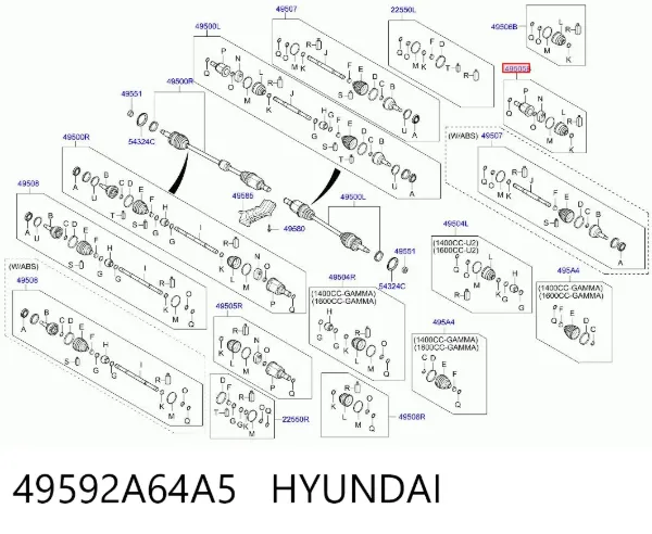 ШРКШ внутрішній, передній, лівий 49592A64A5 Hyundai/Kia