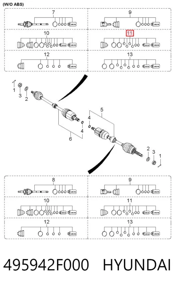 Пильник ШРКШа зовнішній, правий 495942F000 Hyundai/Kia