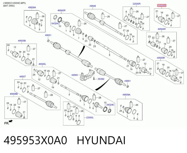 Пильник ШРУСа зовнішній 495953X0A0 Hyundai/Kia