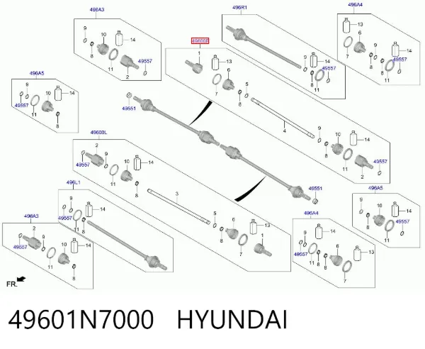 Піввісь задня, права 49601N7000 Hyundai/Kia