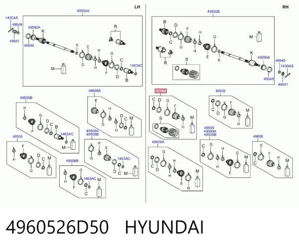 ШРКШ зовнішній передній, правий 4960526D50 Hyundai/Kia